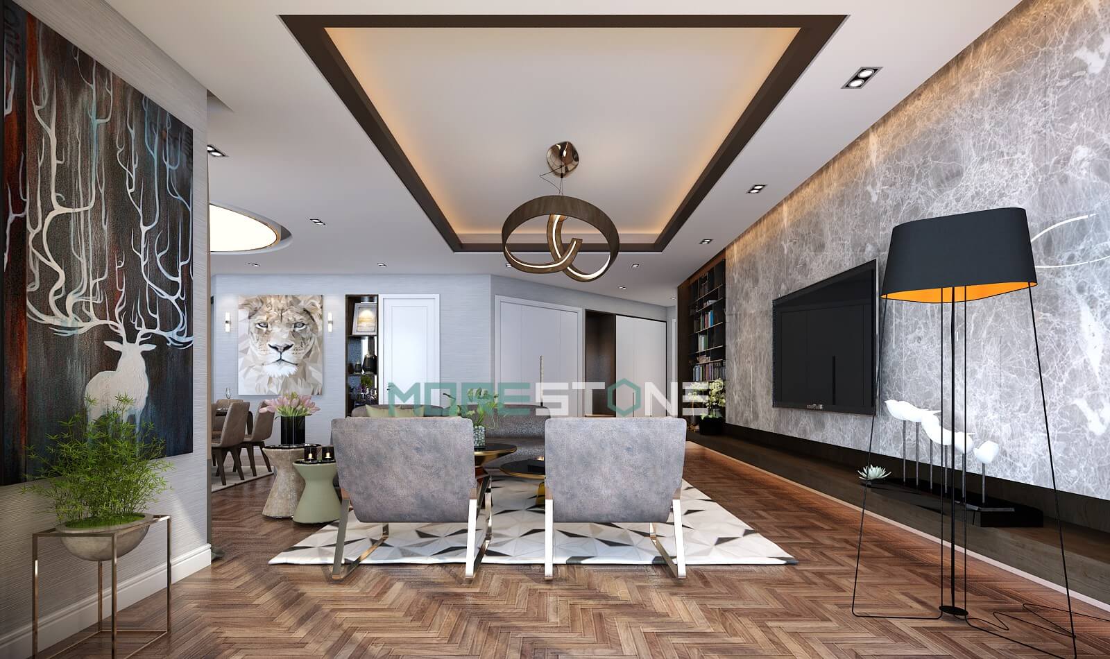 Thiết kế không gian phòng khách sang trọng theo phong cách hiện đại